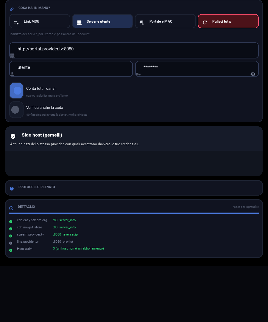 Rilevatore IPTV — Side host